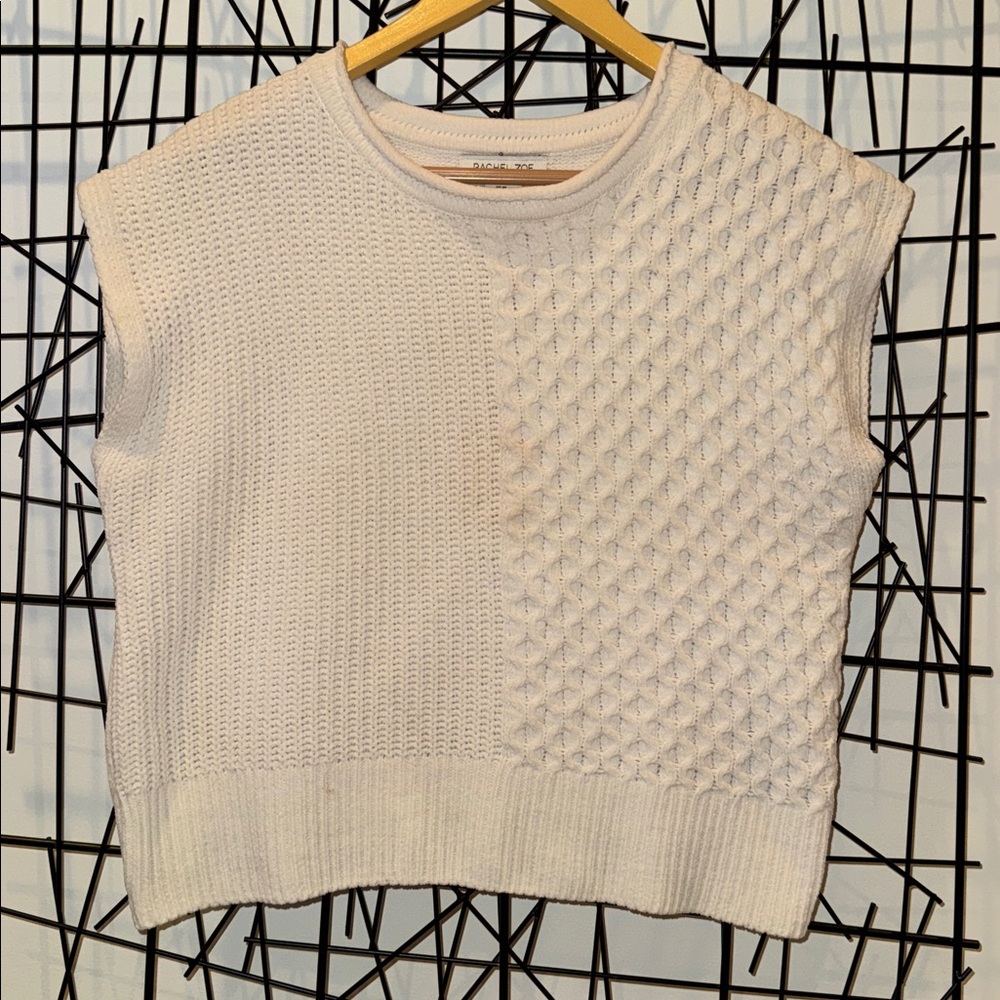 Rachel Zoe Ivory Textured Sleeveless Chenille Sweater- M